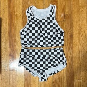 SHEIN Black and White Checkered Bikini